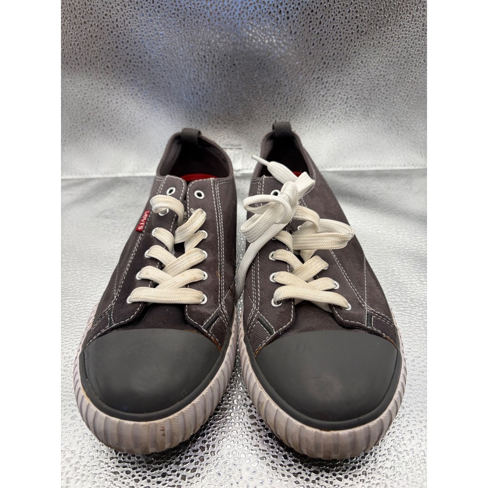 Levis Womens Canvas Sneakers Charcoal Gray Low Top Lace Up Shoes 9.5 52036310G1